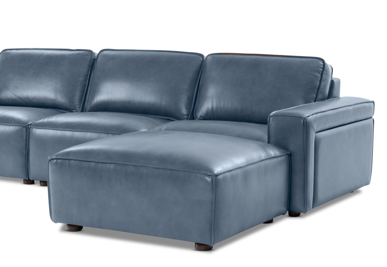 BARTELLE LEATHER 3.5 Seater Sofa with Ottoman. – image 4 of 10