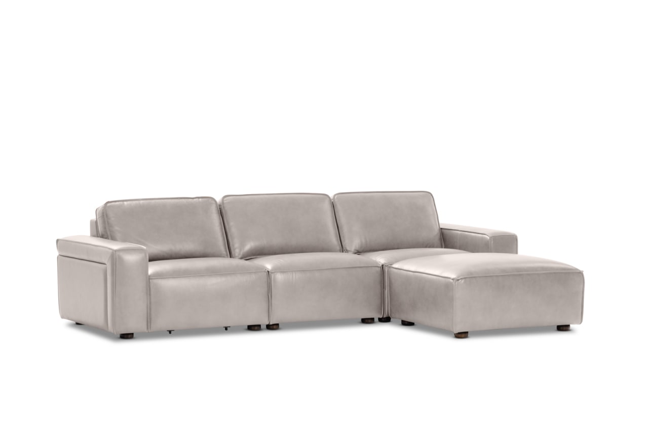 BARTELLE LEATHER 3.5 Seater Sofa with Ottoman. – image 1 of 10
