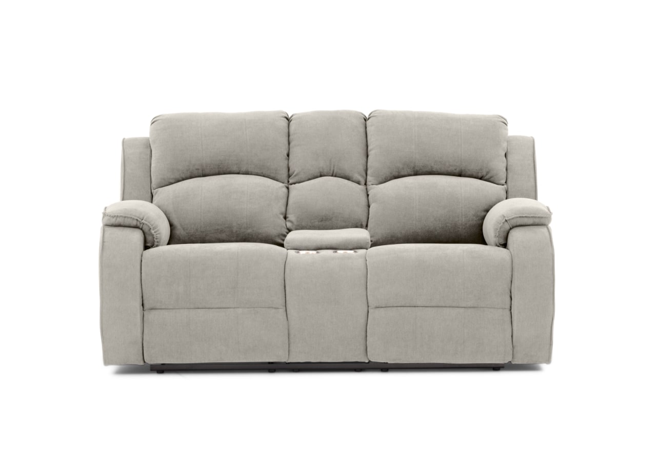 KAYDEN FABRIC 2 Seater with Inbuilt Recliners and Console – image 1 of 16