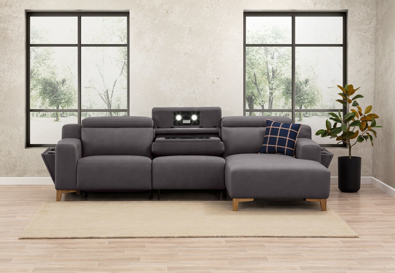 GAGE FABRIC 3 Seater Sofa with Electric Recliner and RHF Chaise – image 1 of 20