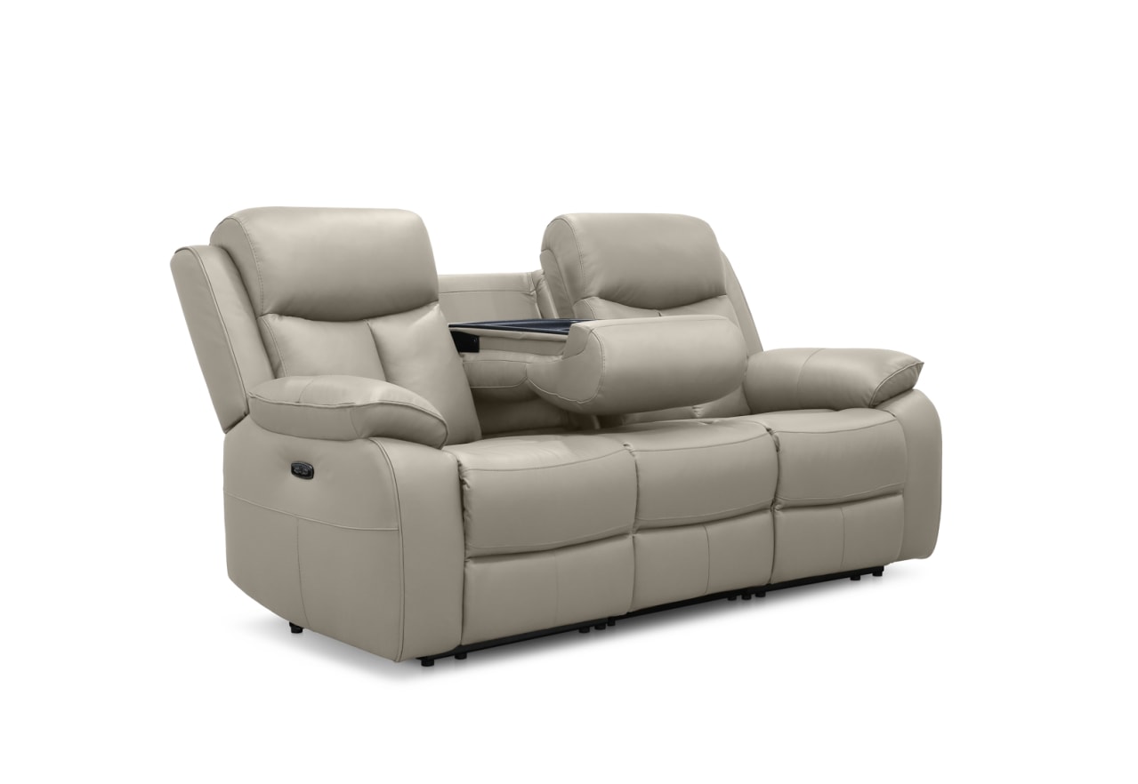 DACIA LEATHER 3 Seater Sofa with 2 inbuilt Electric Recliners – image 3 of 13