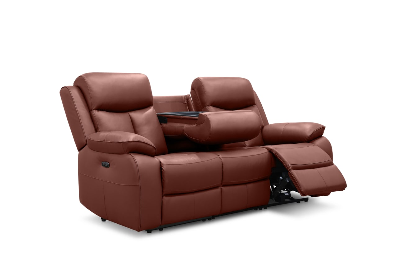 DACIA LEATHER 3 Seater Sofa with 2 inbuilt Electric Recliners – image 4 of 13