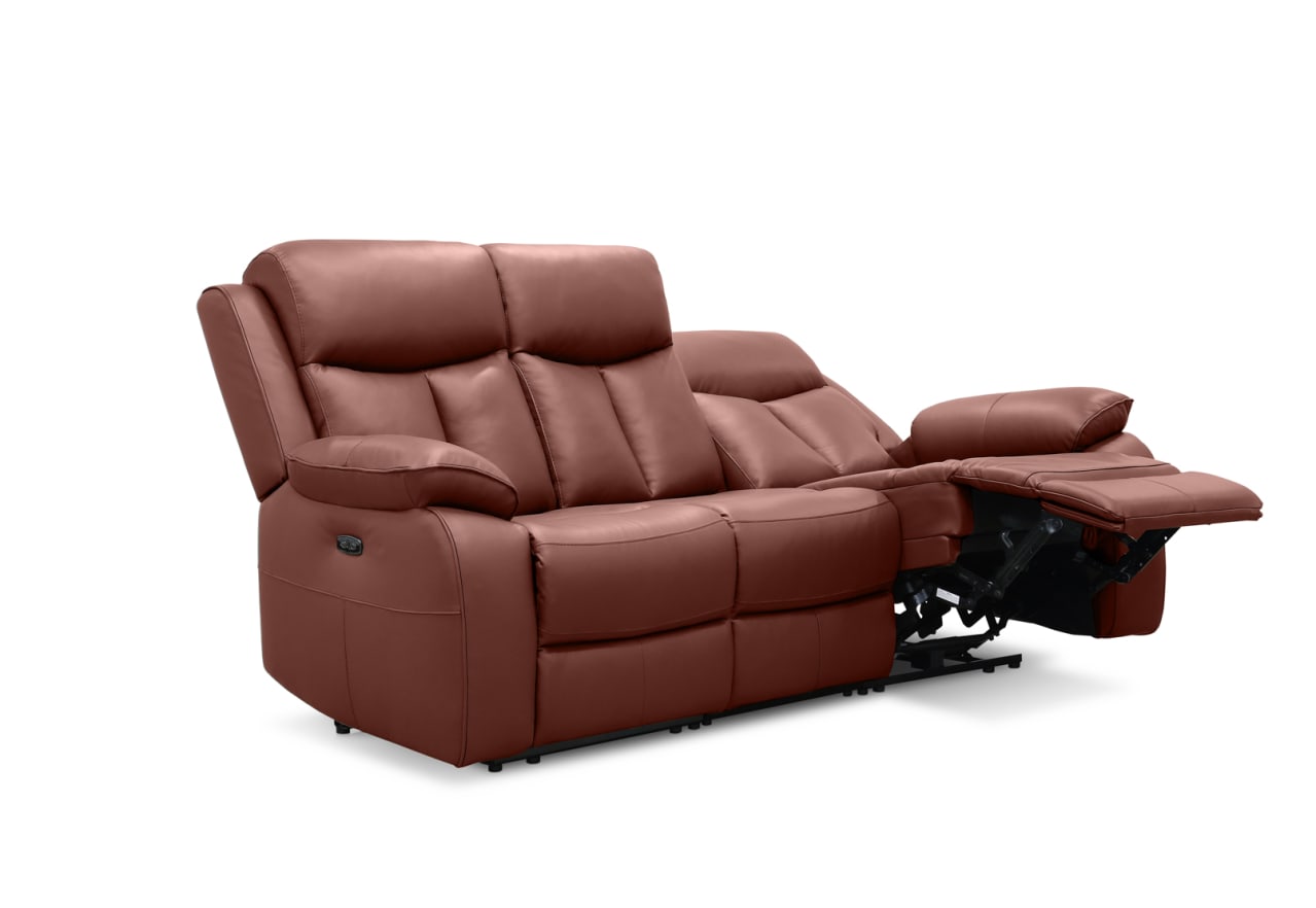 DACIA LEATHER 3 Seater Sofa with 2 inbuilt Electric Recliners – image 7 of 13