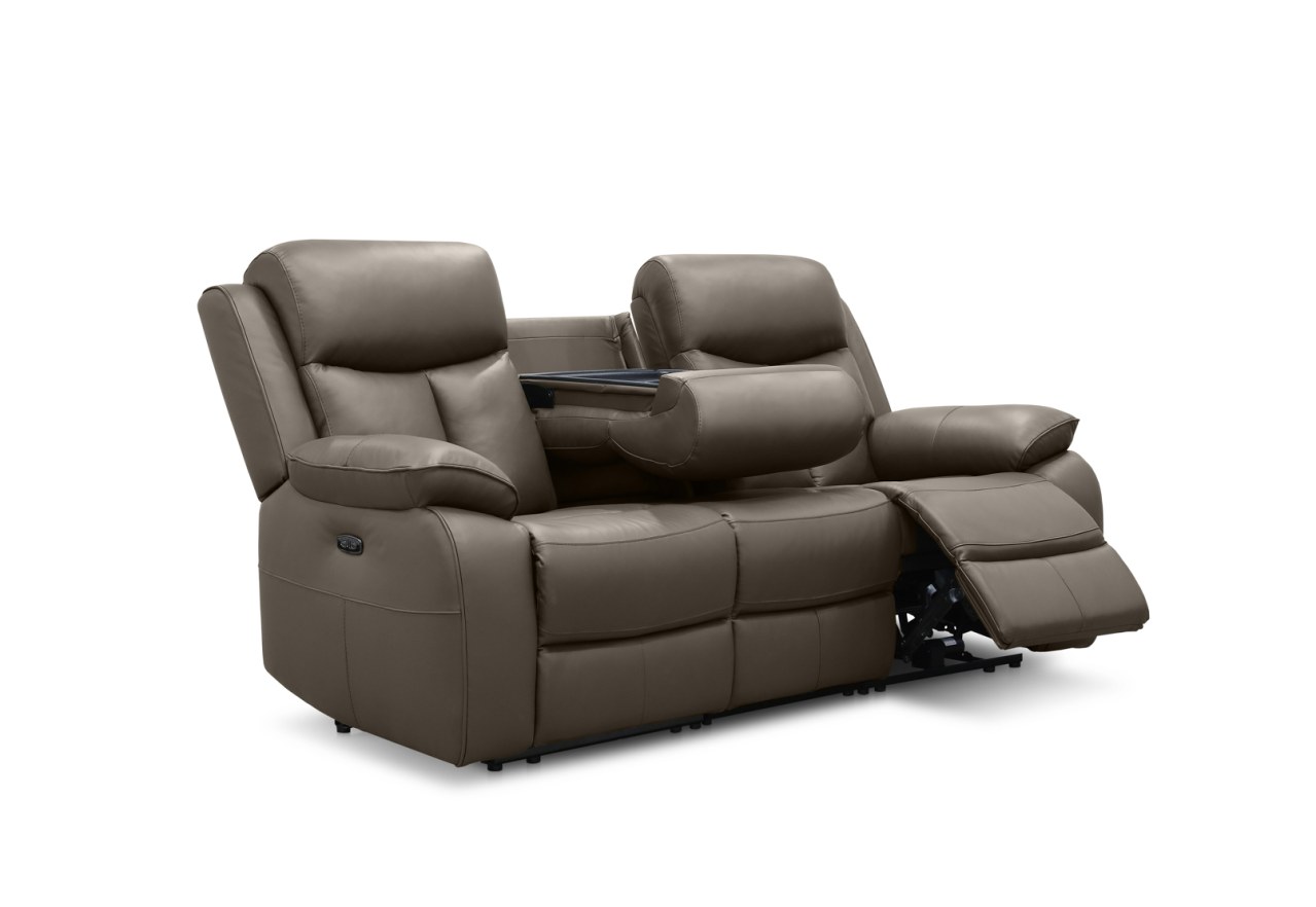 DACIA LEATHER 3 Seater Sofa with 2 inbuilt Electric Recliners – image 5 of 16
