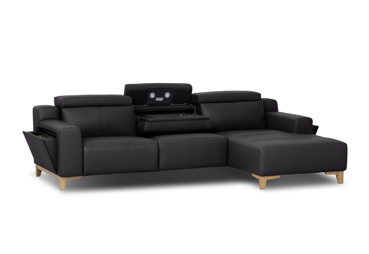 GAGE LEATHER 3S with Inbuilt Electric Recliner and RHF Chaise – image 4 of 5