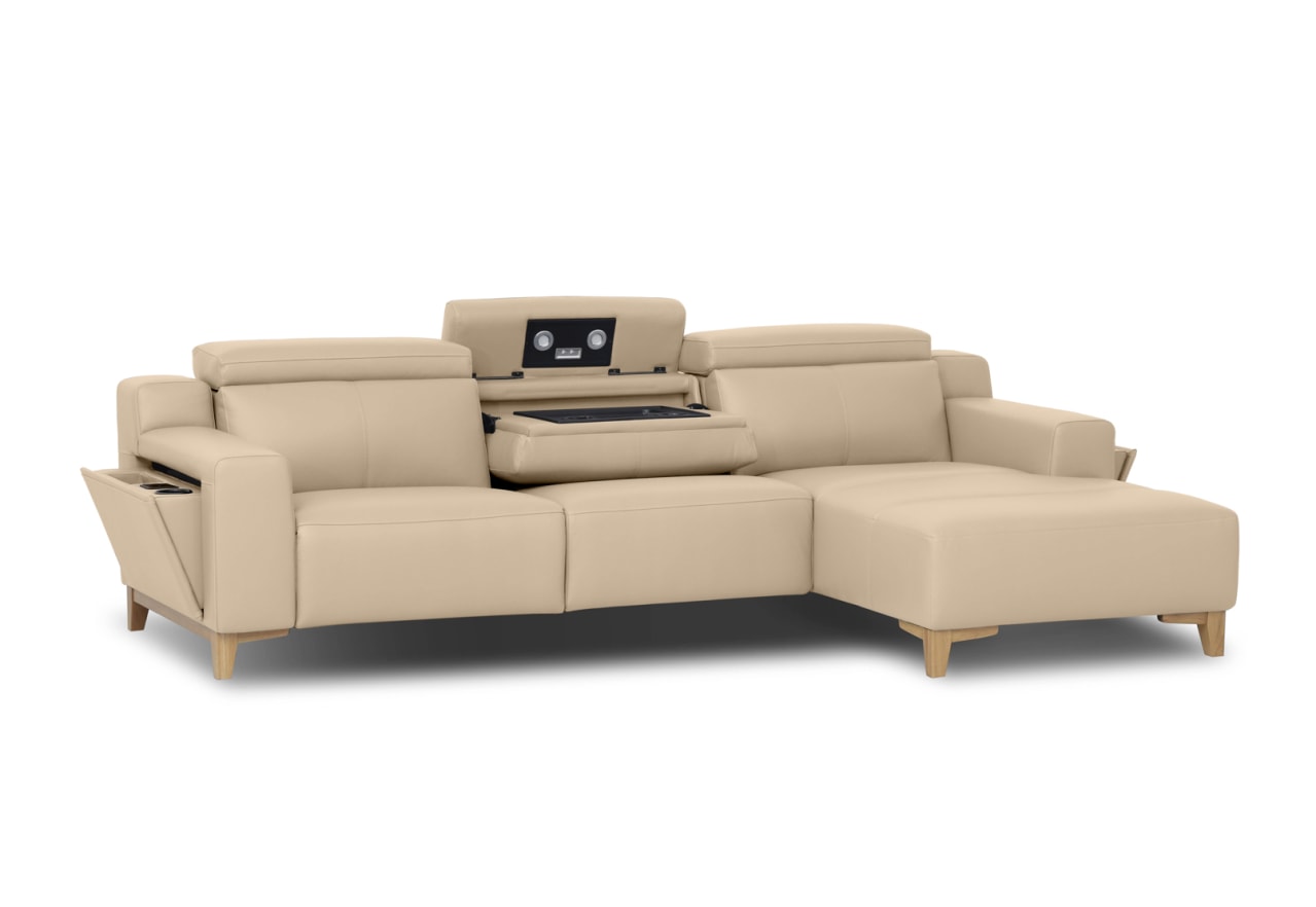 GAGE LEATHER 3S with Inbuilt Electric Recliner and RHF Chaise – image 4 of 5