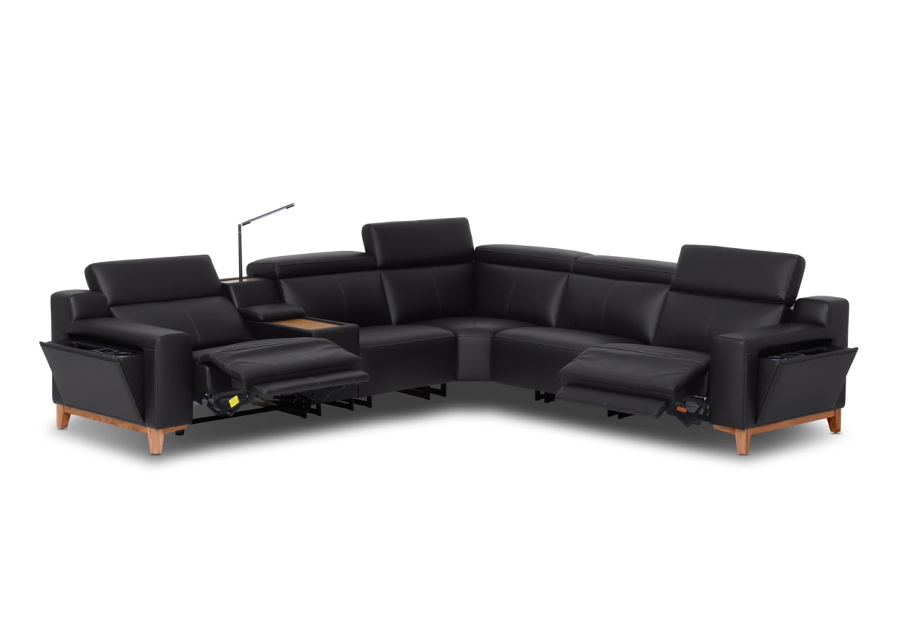 GAGE LEATHER Corner Lounge with 2 Inbuilt Electric Recliners – image 4 of 10