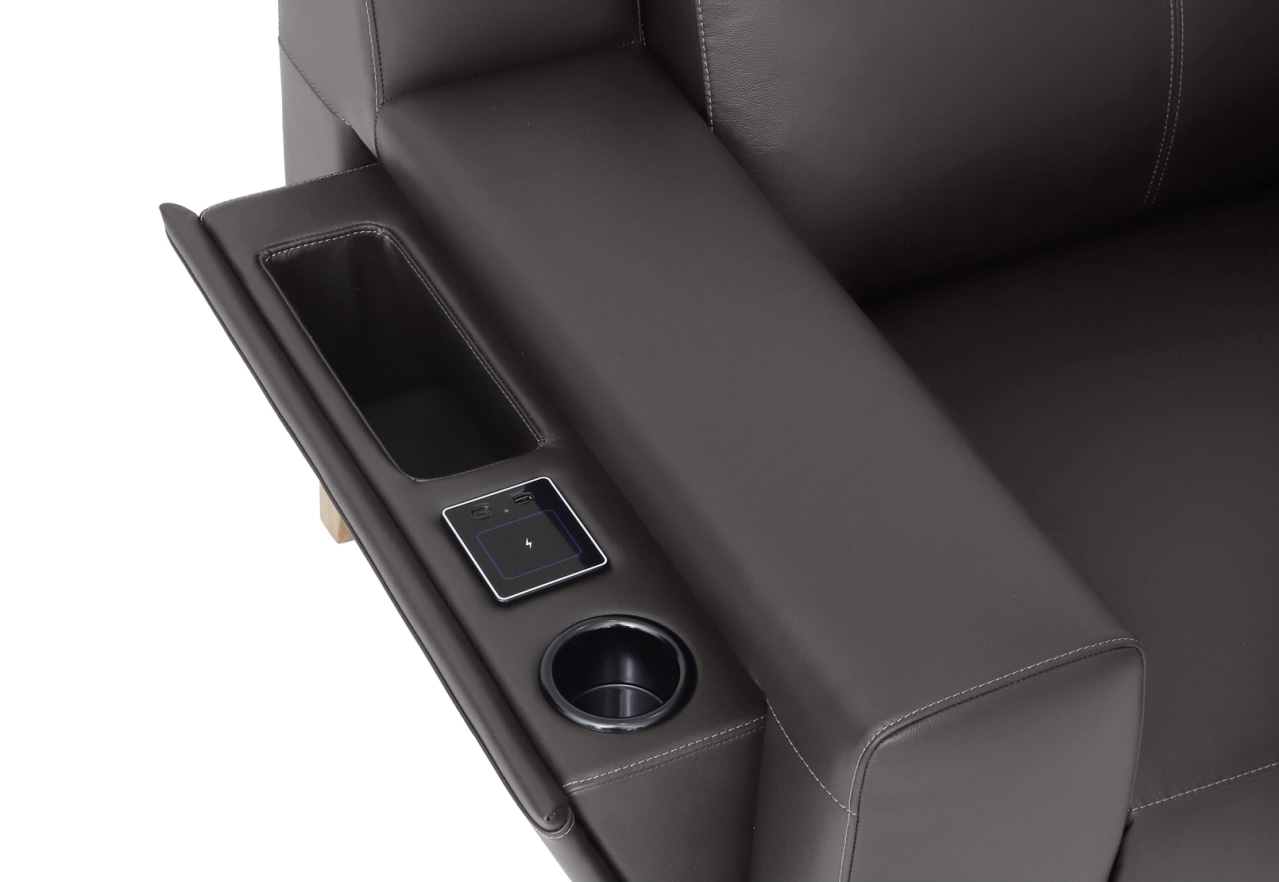 GAGE LEATHER Corner Lounge with 2 Inbuilt Electric Recliners – image 8 of 10