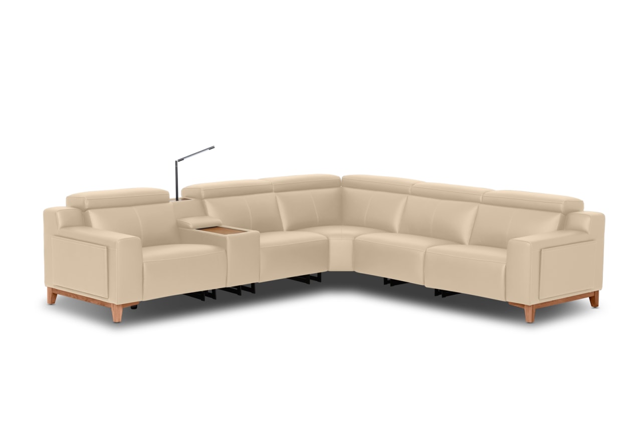 GAGE LEATHER Corner Lounge with 2 Inbuilt Electric Recliners – image 1 of 10