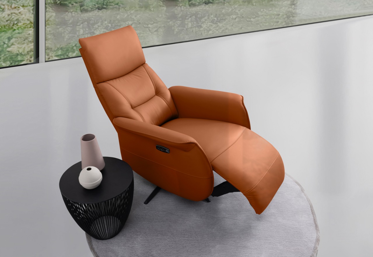LENNY LEATHER Swivel Deluxe Electric Recliner – image 8 of 9