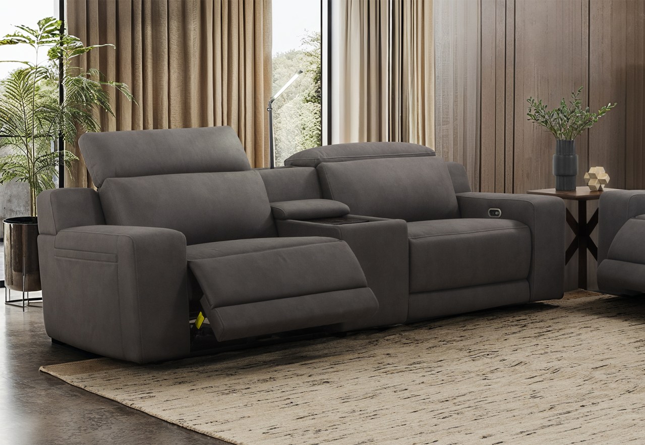 VANTRO FABRIC 2 Seater with inbuilt Electric Recliners and Console – image 1 of 7