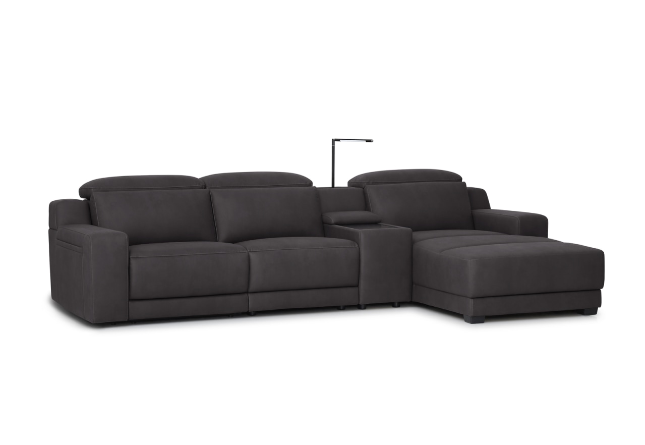 VANTRO FABRIC 3 Seater RHF Chaise with Console and Inbuilt Electric Recliner – image 3 of 9