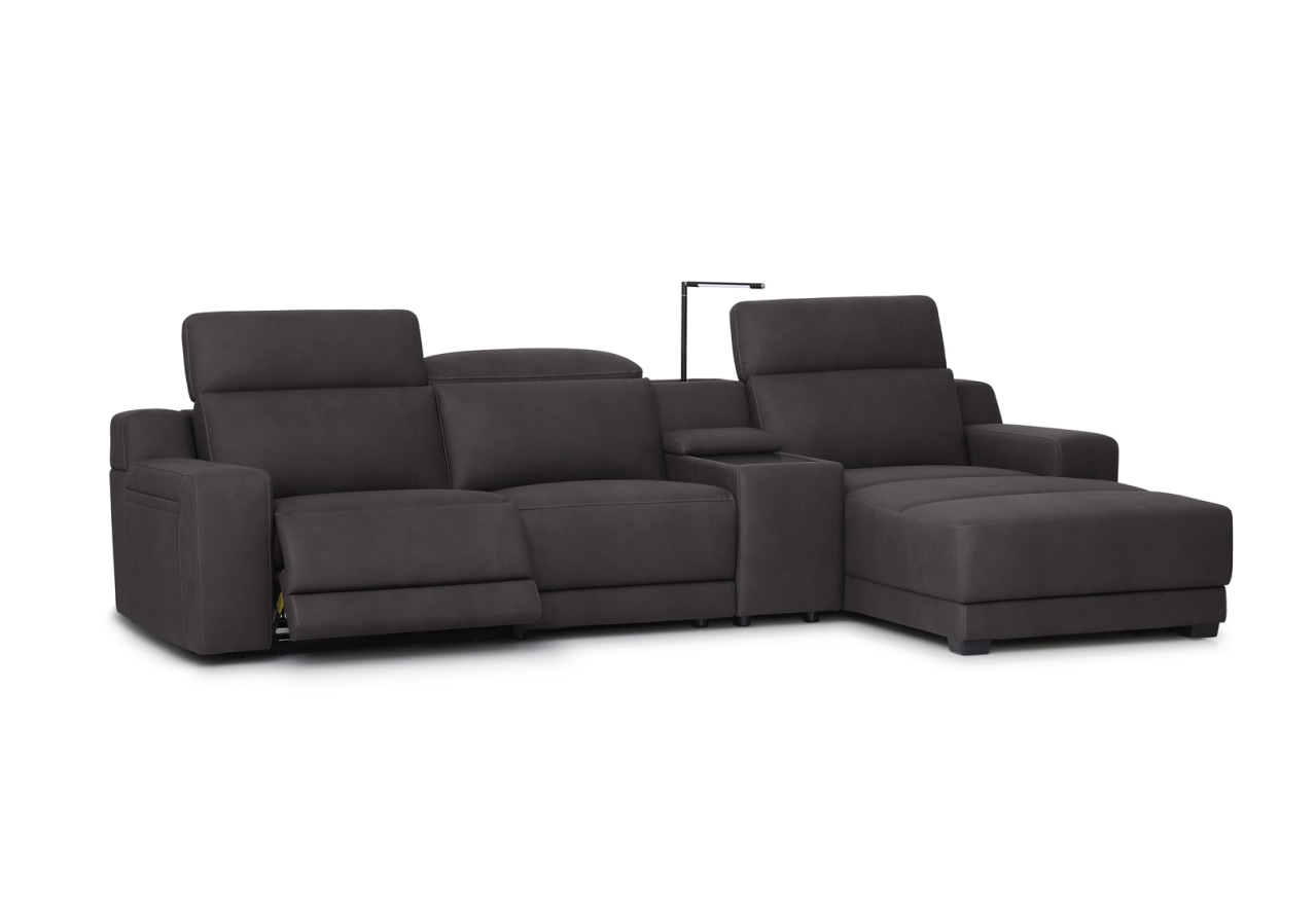 VANTRO FABRIC 3 Seater RHF Chaise with Console and Inbuilt Electric Recliner – image 4 of 9