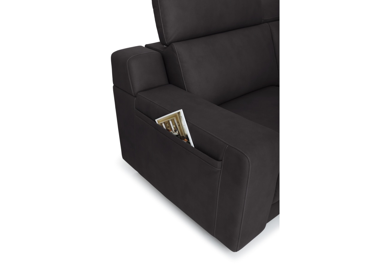 VANTRO FABRIC 3 Seater RHF Chaise with Console and Inbuilt Electric Recliner – image 5 of 9