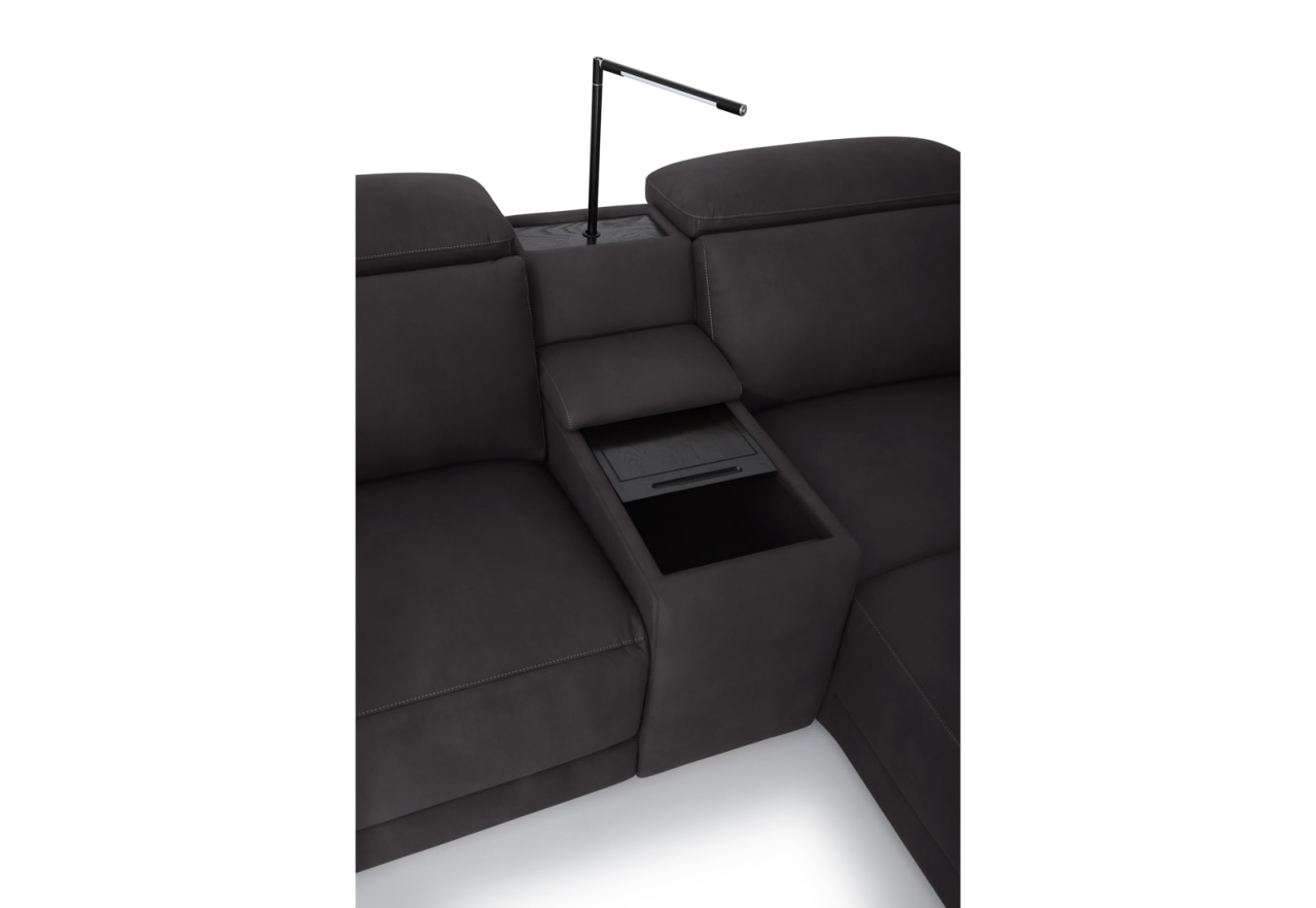 VANTRO FABRIC 3 Seater RHF Chaise with Console and Inbuilt Electric Recliner – image 6 of 9