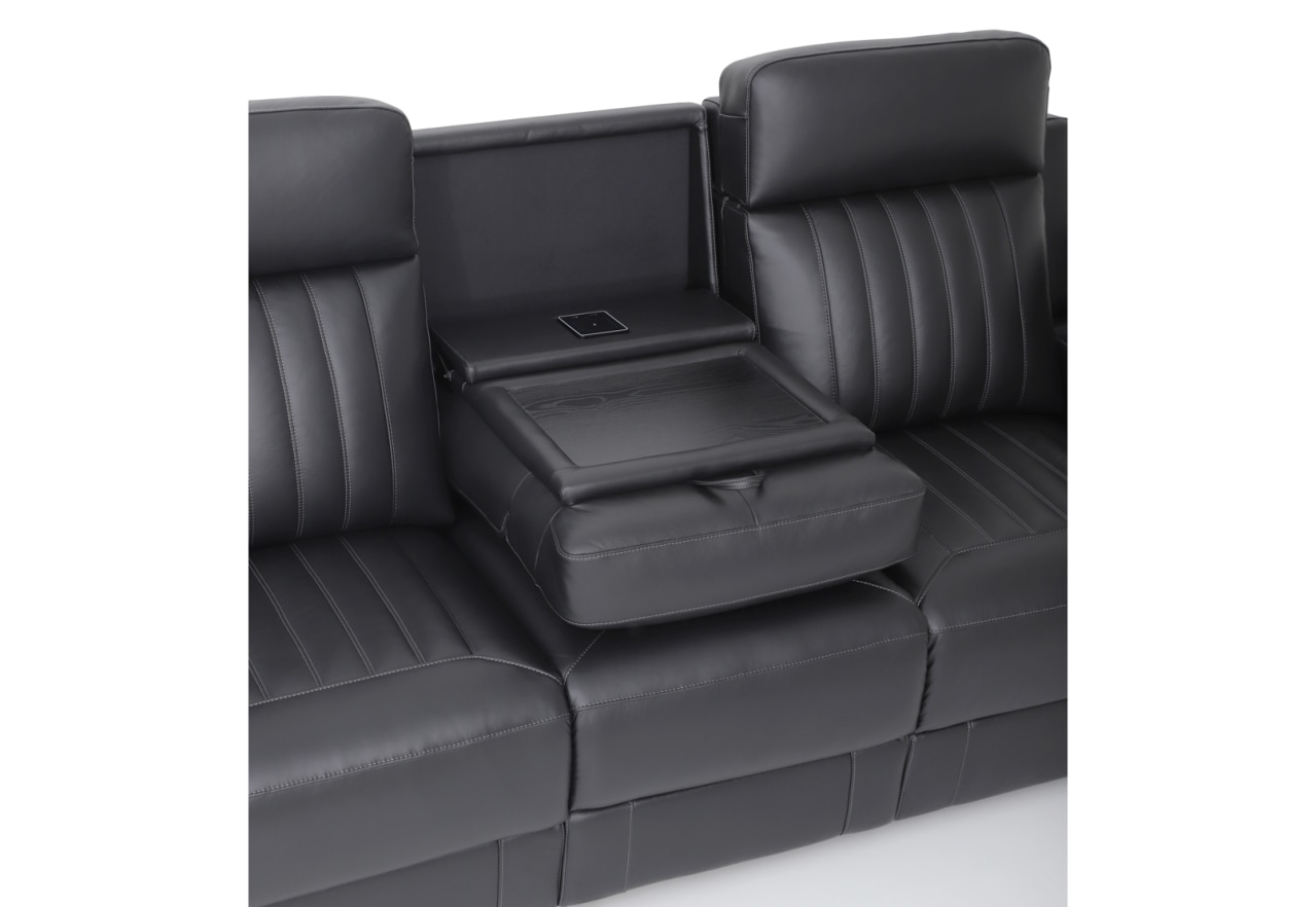 THANE LEATHER 3 Seater Sofa with 2 Inbuilt Electric Recliners – image 6 of 9