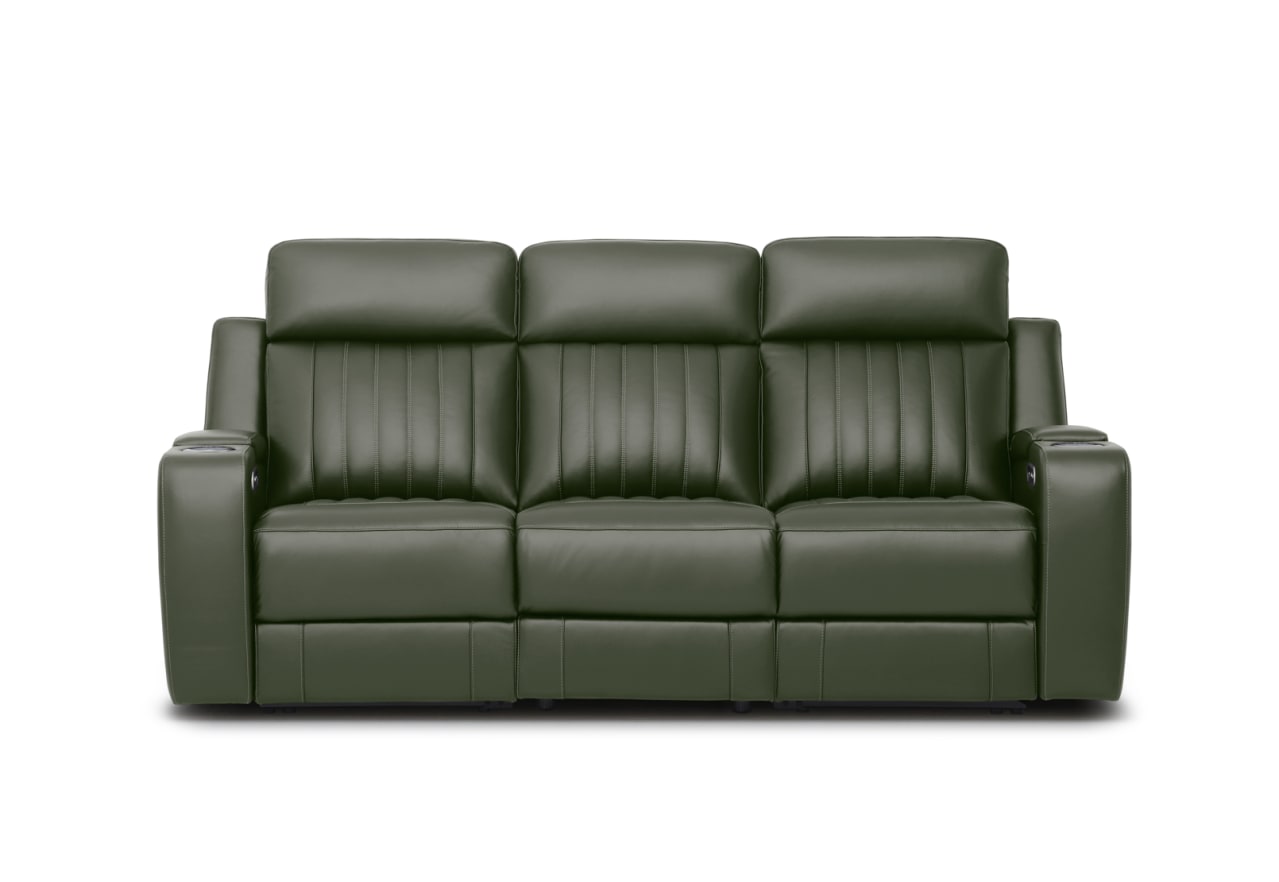 THANE LEATHER 3 Seater Sofa with 2 inbuilt Electric Recliners – image 1 of 8