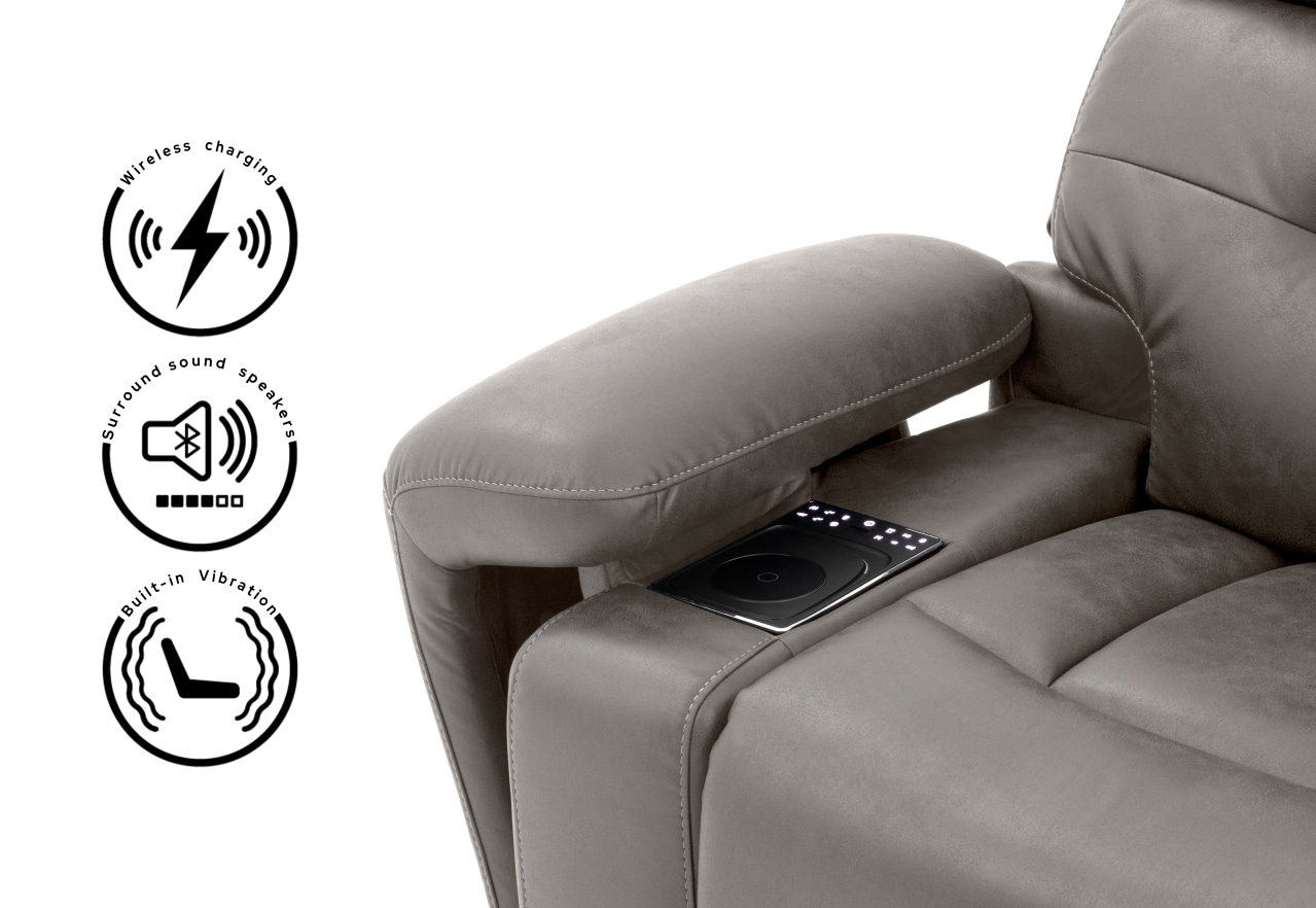 HOLLYWOOD 2 Seater w Electric Recliners Console MEDIA – image 3 of 36