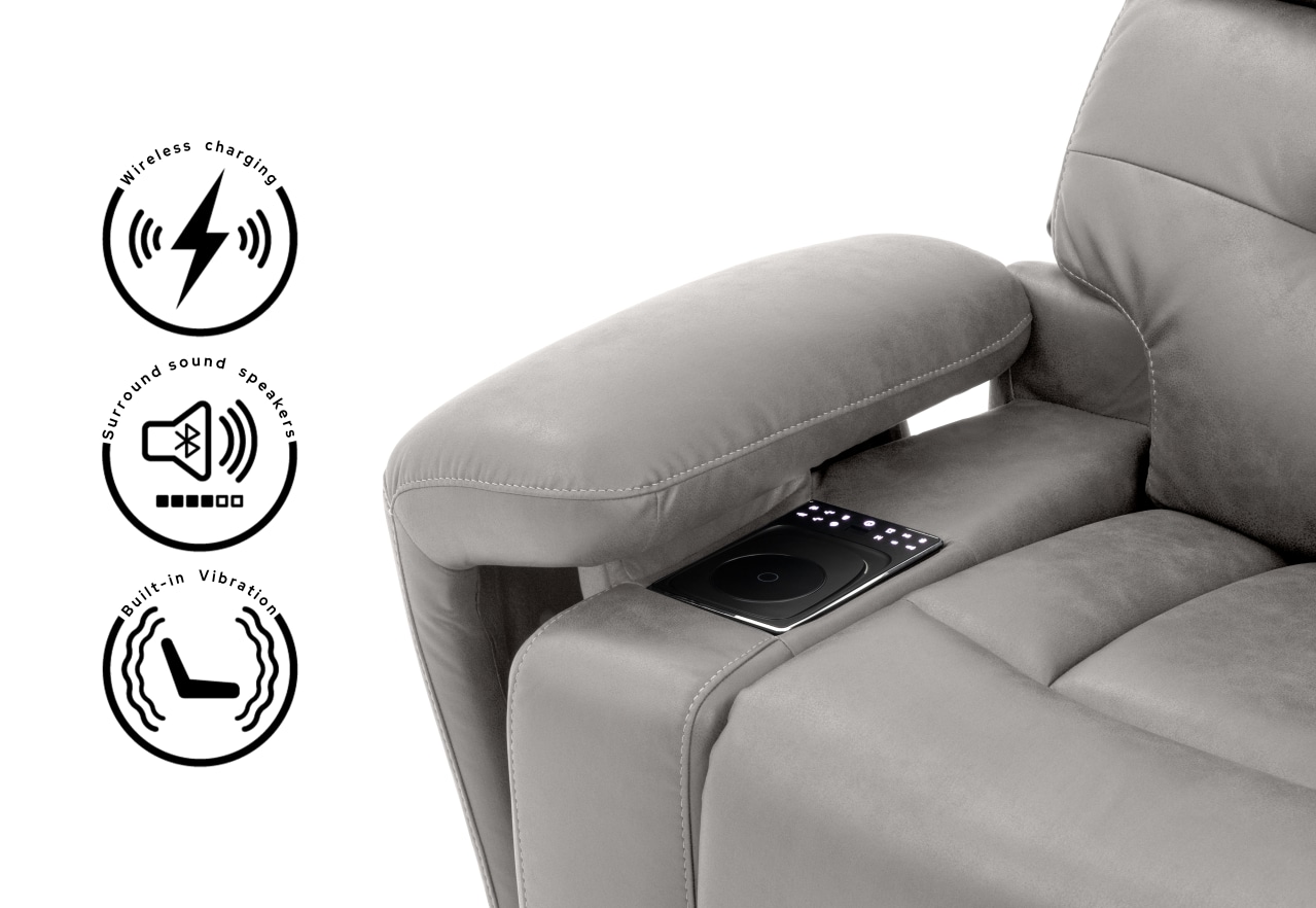 HOLLYWOOD 2 Seater w Electric Recliners Console MEDIA – image 4 of 38