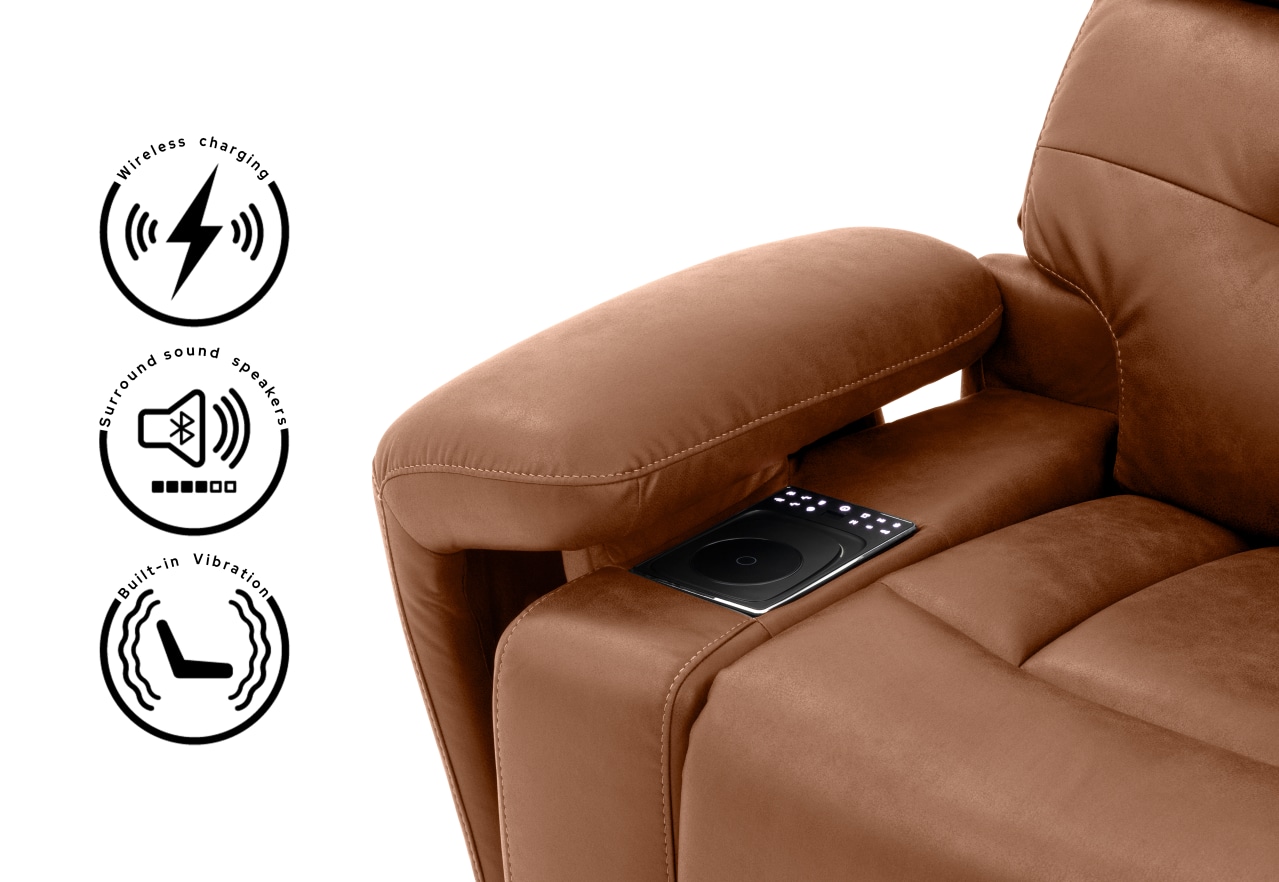 HOLLYWOOD 2 Seater w Electric Recliners Console MEDIA – image 3 of 34