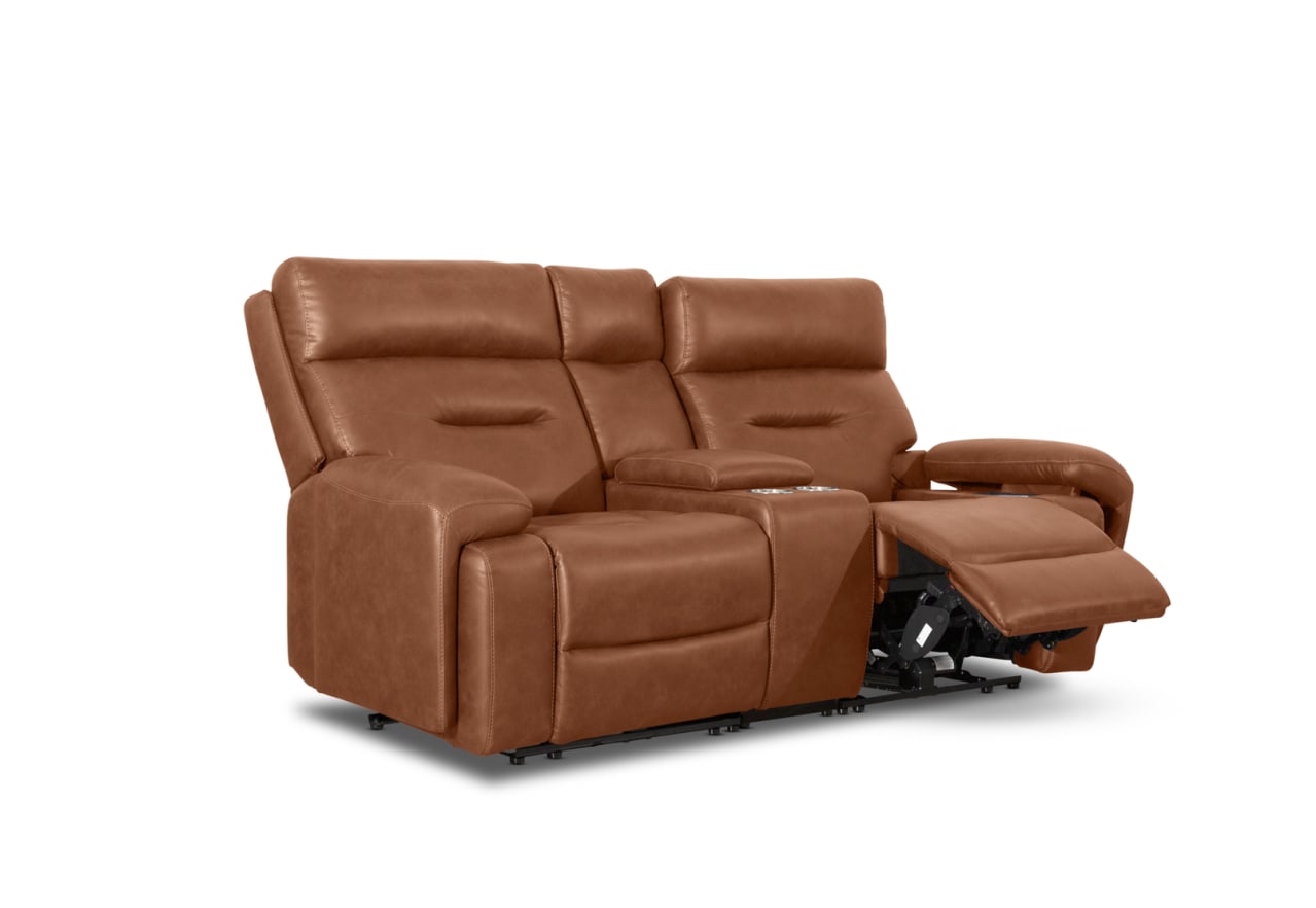 HOLLYWOOD 2 Seater w Electric Recliners Console MEDIA – image 13 of 34