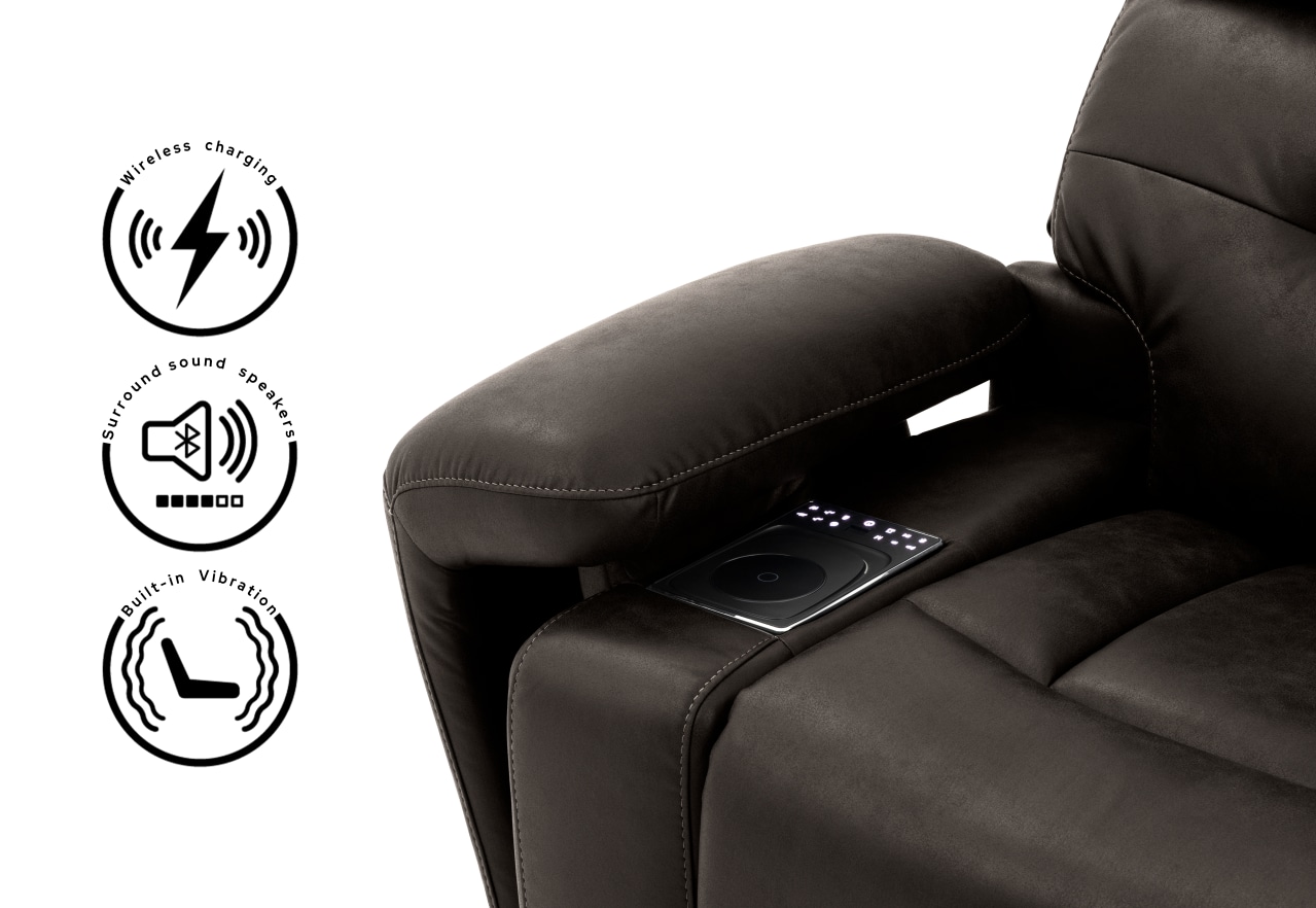 HOLLYWOOD 2 Seater w Electric Recliners Console MEDIA – image 4 of 36