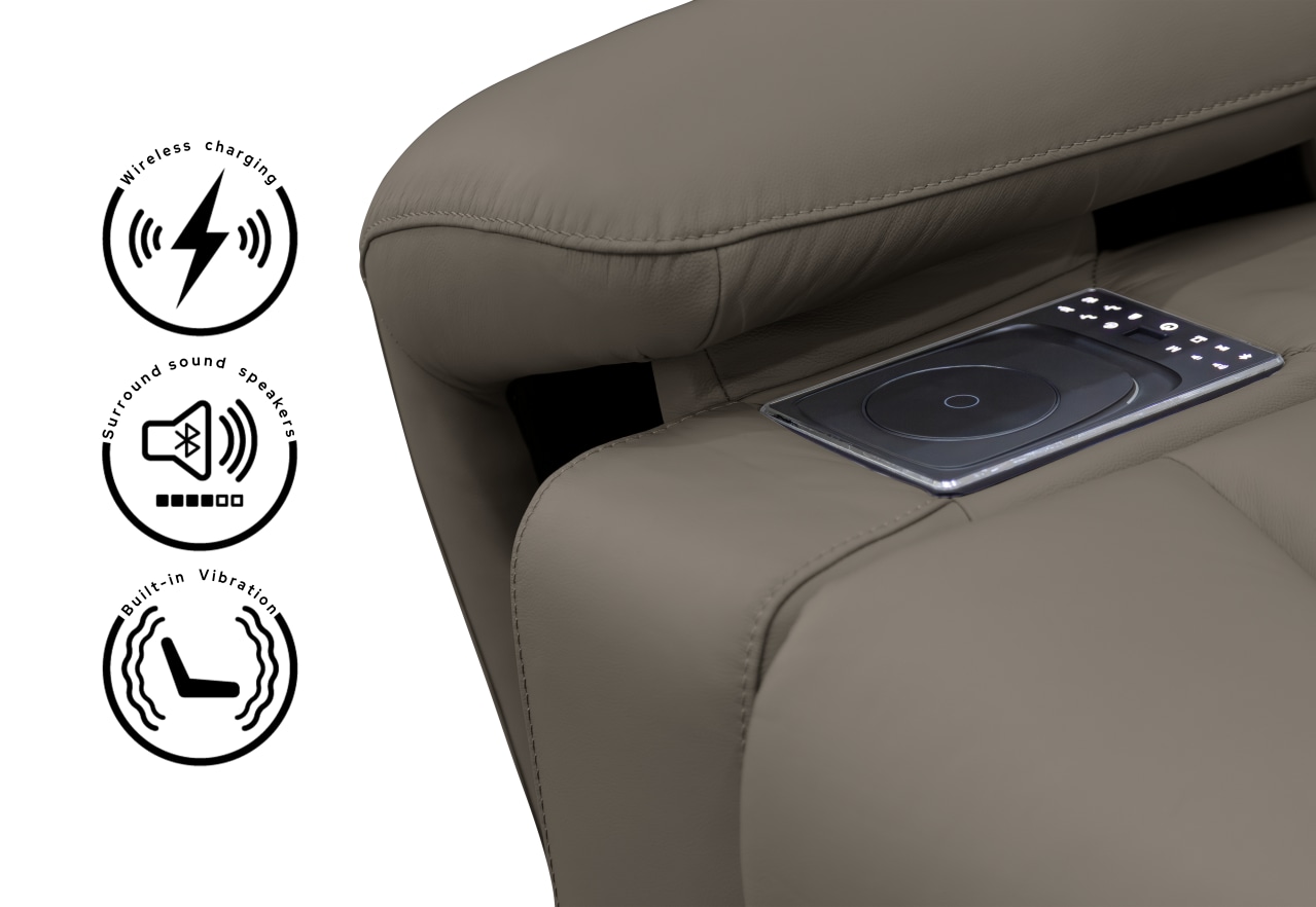 HOLLYWOOD 2 Seater w Elec Recliners Console MEDIA – image 3 of 30