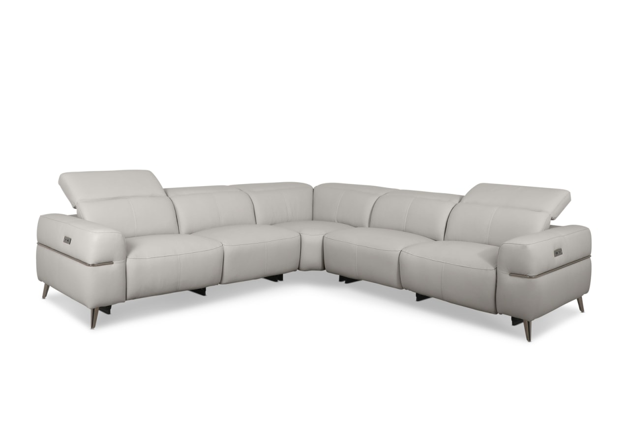 SERAFINI LEATHER Corner Lounge with 2 Inbuilt Electric Recliners – image 1 of 8