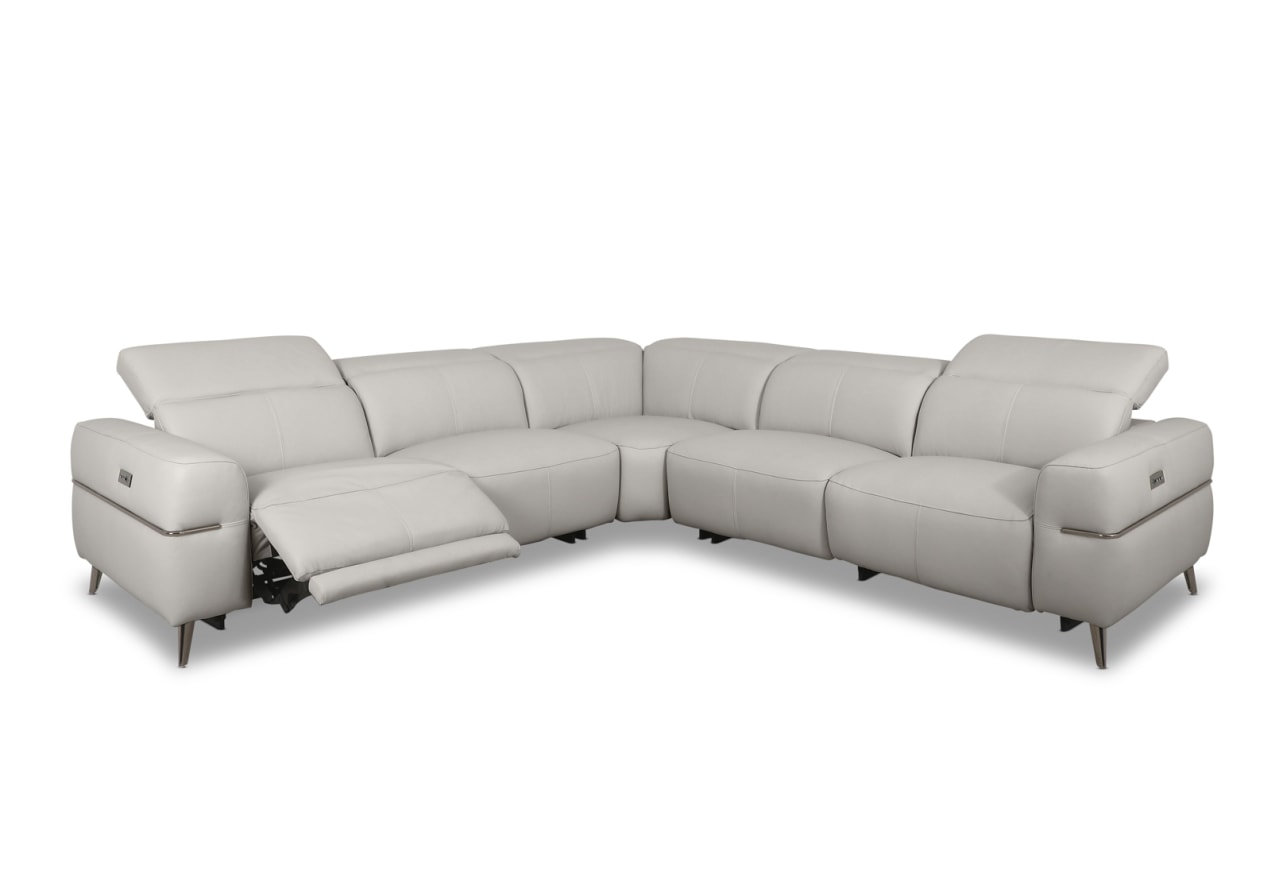 SERAFINI LEATHER Corner Lounge with 2 Inbuilt Electric Recliners – image 2 of 8
