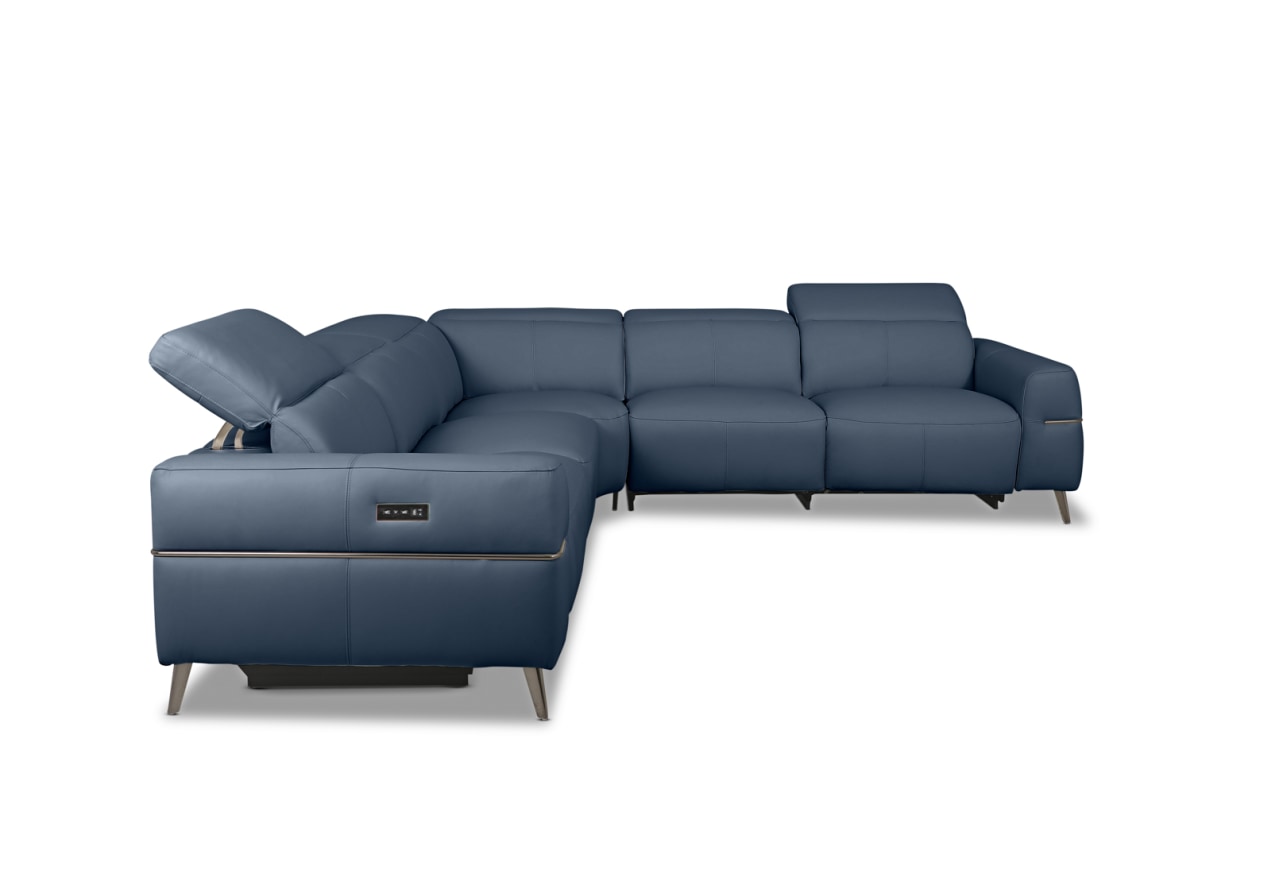 SERAFINI LEATHER Corner Lounge with 2 Inbuilt Electric Recliners – image 3 of 8