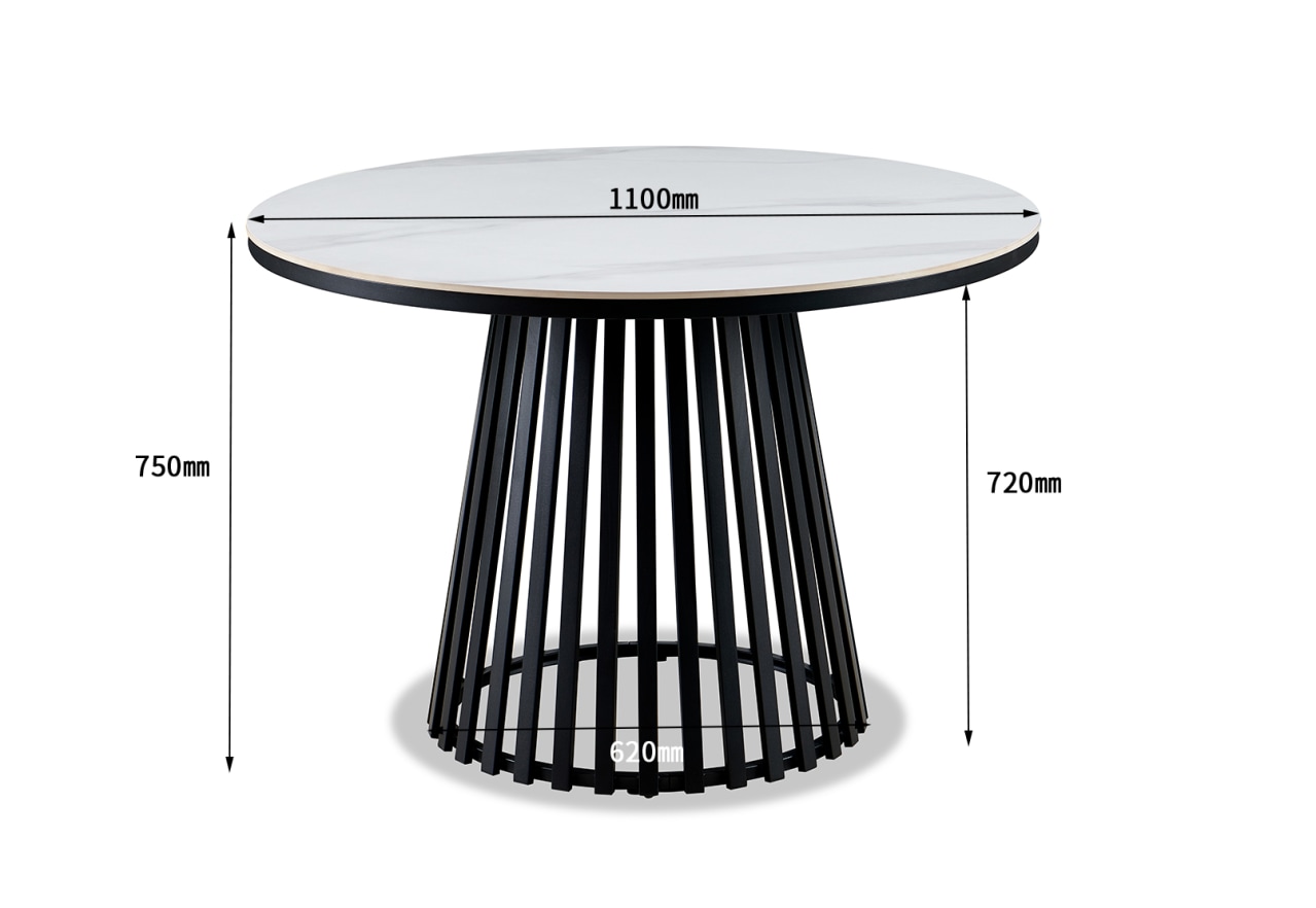 MCGUIRE White/Black 1100 Round Dining Table – image 4 of 5
