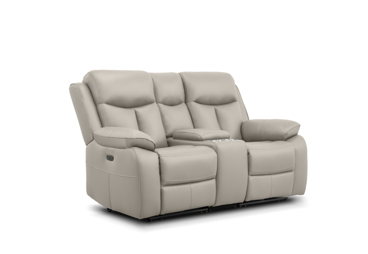 DACIA LEATHER 2 Seater Sofa with Inbuilt Electric Recliners and Console – image 2 of 8
