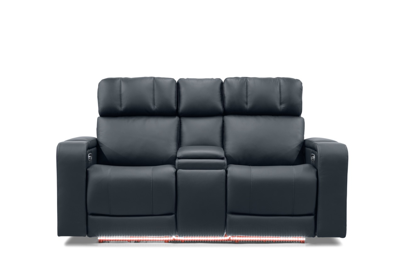 LAS VEGAS LEATHER Media 2 Seater Electric Recliner with Console – image 2 of 30