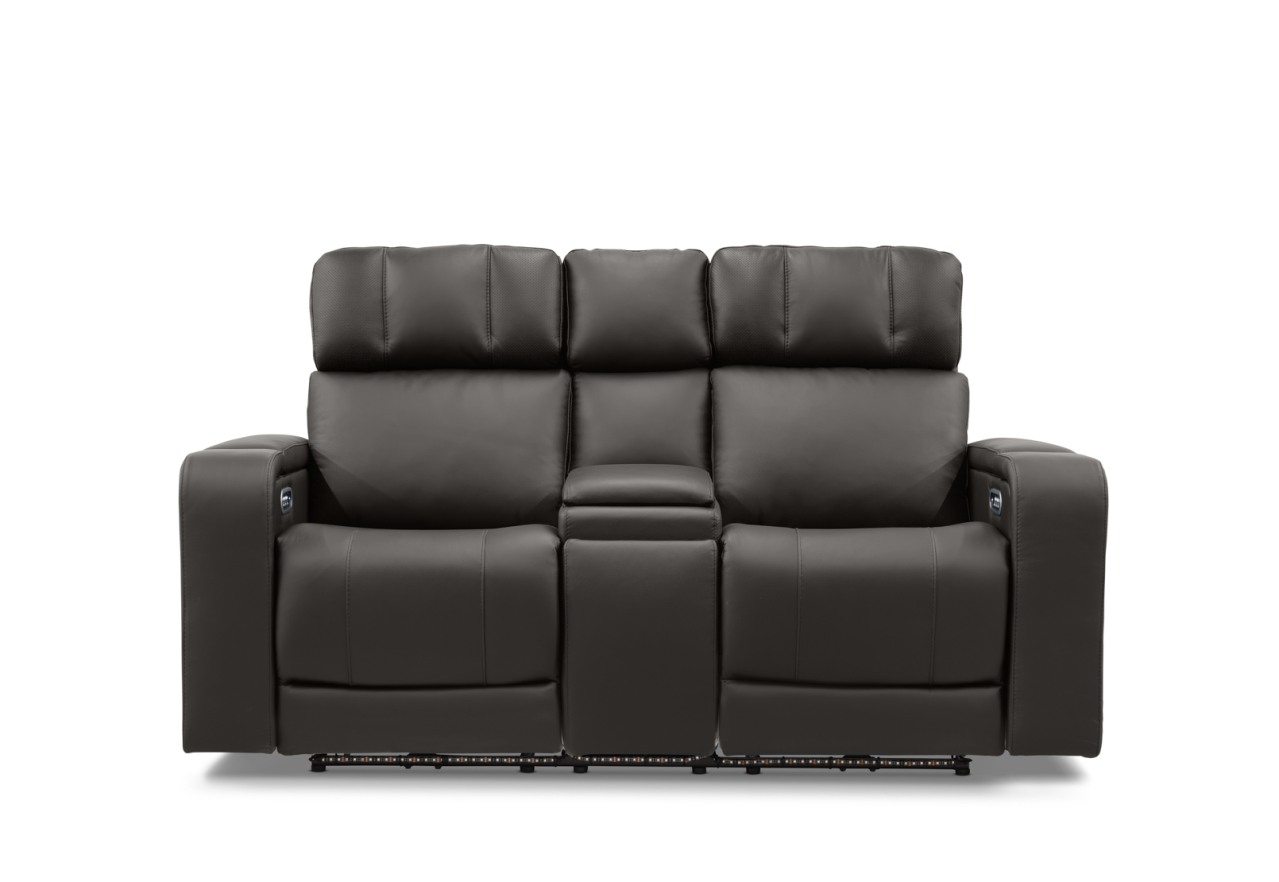 LAS VEGAS LEATHER Media 2 Seater Electric Recliner with Console – image 1 of 30