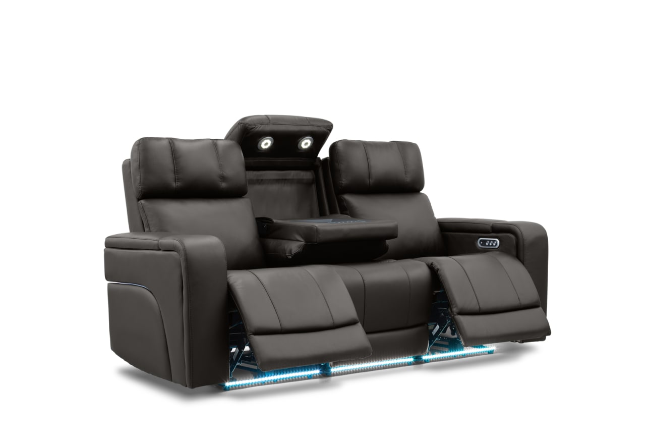 LAS VEGAS LEATHER Media 3 Seater Electric Recliner with Drop Down Table – image 18 of 33
