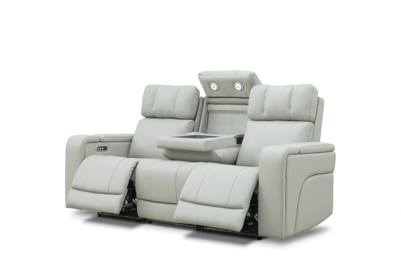 LAS VEGAS LEATHER Media 3 Seater Electric Recliner with Drop Down Table – image 19 of 23
