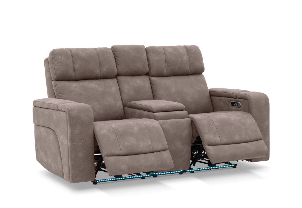 LAS VEGAS FABRIC Media 2 Seater Electric Recliner with Console – image 11 of 33