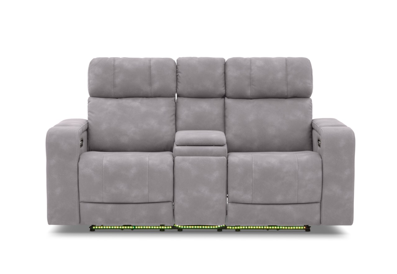 LAS VEGAS FABRIC Media 2 Seater Electric Recliner with Console – image 3 of 33
