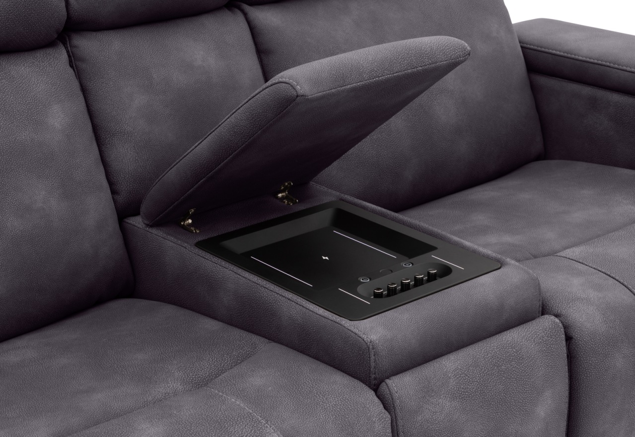 LAS VEGAS FABRIC Media 2 Seater Electric Recliner with Console – image 27 of 33
