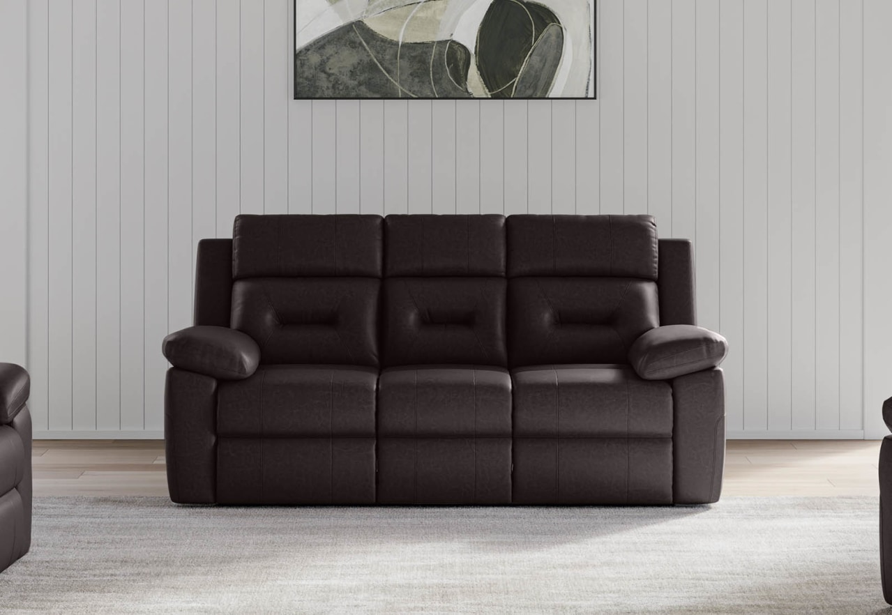 KESWICK FABRIC 3 Seater Manual Recliner with Drop Down Table – image 1 of 14