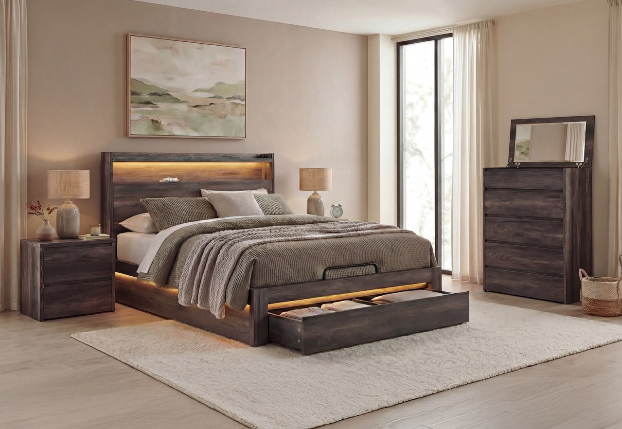 VESPERA 4 Piece Queen Tall Chest Bedroom Suite – image 5 of 5