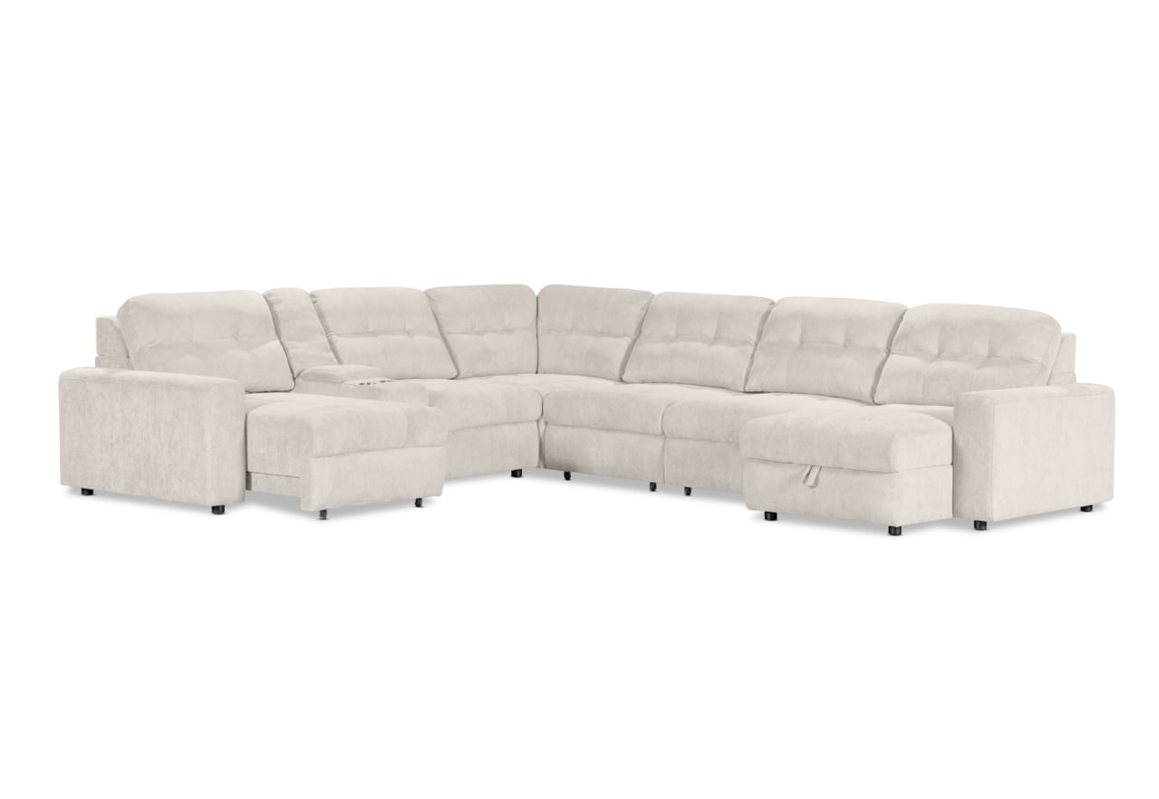 BEVERLY FABRIC 6S Corner with 3 Electric Slide-out Recliners & RHF Chaise – image 2 of 13