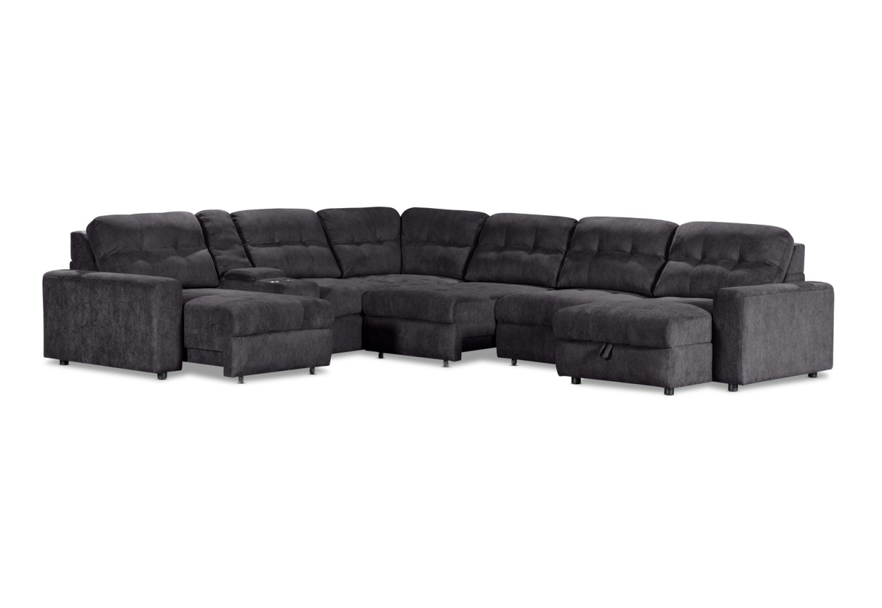 BEVERLY FABRIC 6S Corner with 3 Electric Slide-out Recliners & RHF Chaise – image 3 of 13