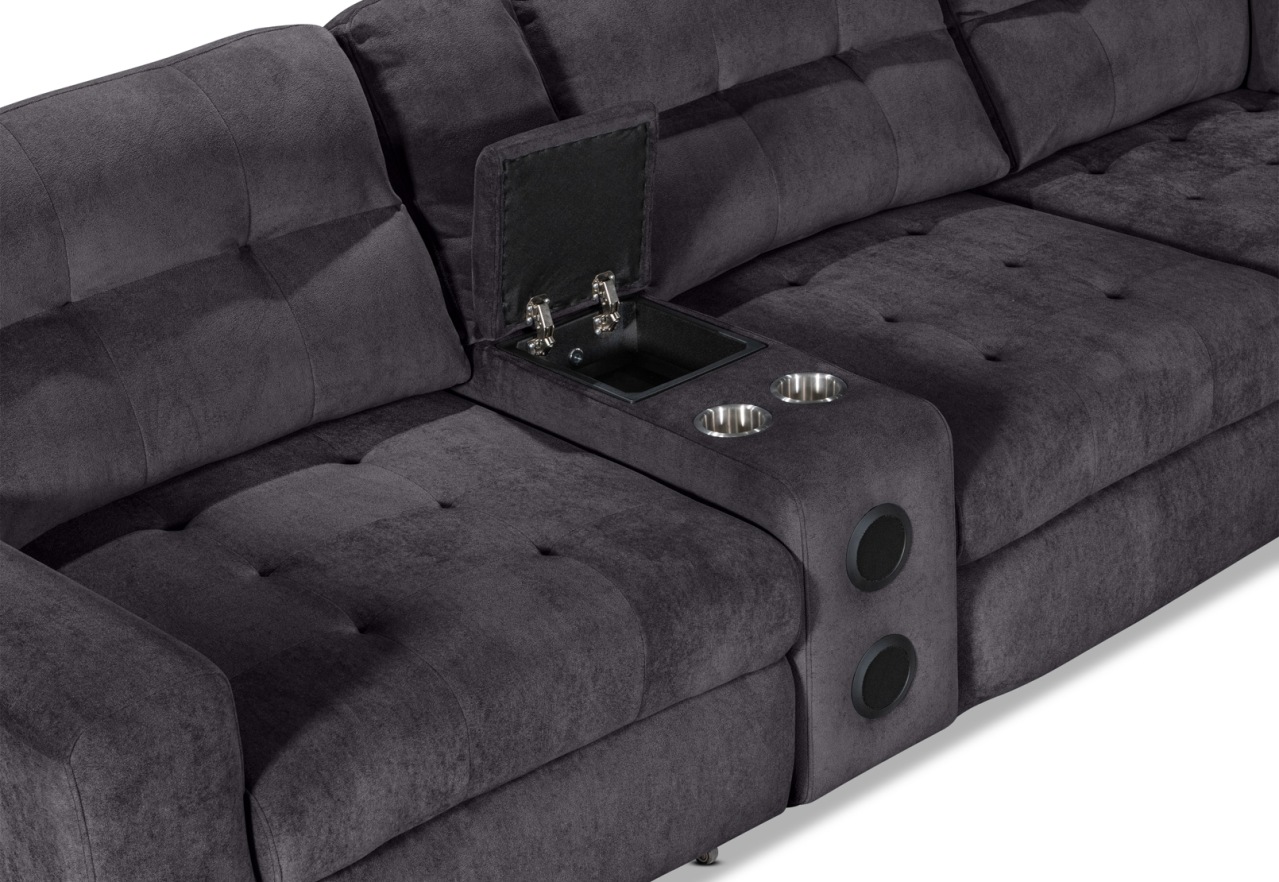 BEVERLY FABRIC 6S Corner with 3 Electric Slide-out Recliners & RHF Chaise – image 8 of 13