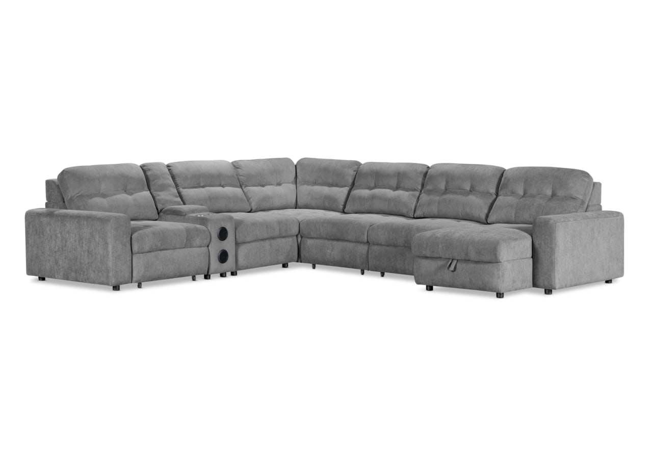 BEVERLY FABRIC 6S Corner with 3 Electric Slide-out Recliners & RHF Chaise – image 2 of 15