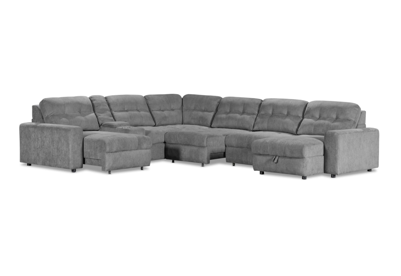 BEVERLY FABRIC 6S Corner with 3 Electric Slide-out Recliners & RHF Chaise – image 4 of 15