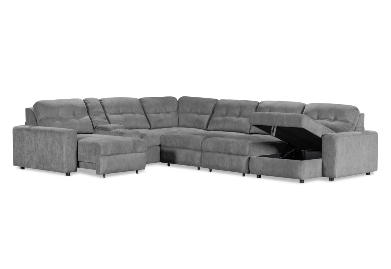 BEVERLY FABRIC 6S Corner with 3 Electric Slide-out Recliners & RHF Chaise – image 6 of 15
