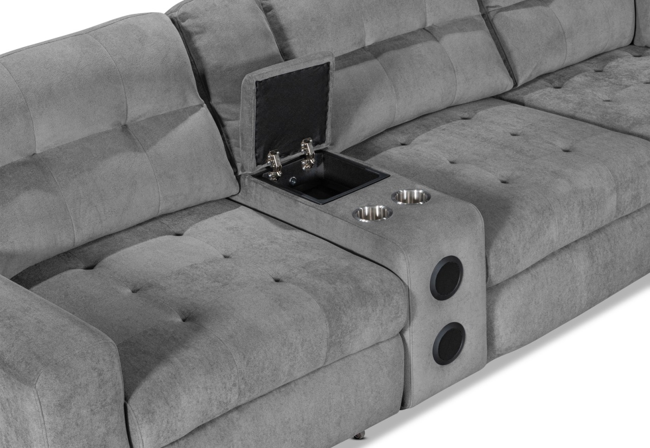 BEVERLY FABRIC 6S Corner with 3 Electric Slide-out Recliners & RHF Chaise – image 9 of 15