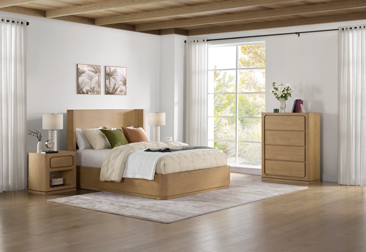 REINE 4 Piece King Tall Chest Bedroom Suite – image 2 of 2