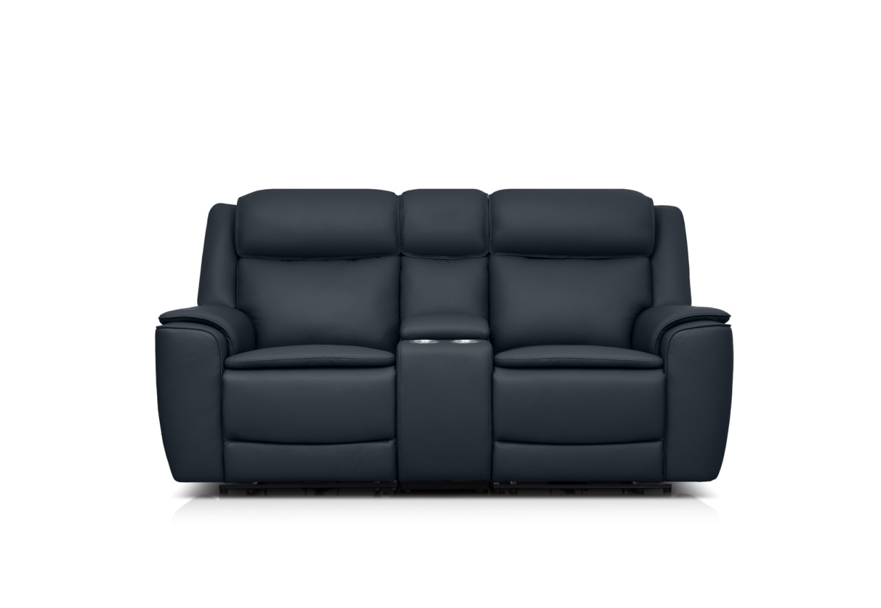 GLUSMAN LEATHER 2 Seater Sofa Electric Recliners with Console – image 1 of 8